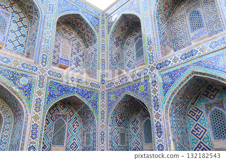 Beautiful view of Registan Square in Samarkand, Uzbekistan Beautiful view of Registan Square in Samarkand, Uzbekistan 132182543