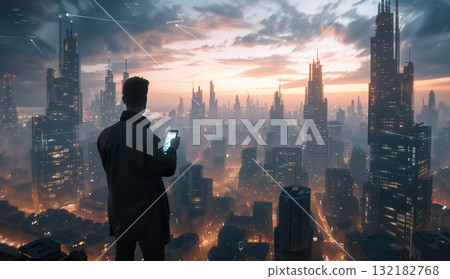 successful young businessman in suit standing by window in office building, urban city skyline with skyscrapers on background successful young businessman in suit standing by window in office building, urban city skyline with skyscrapers on background 132182768