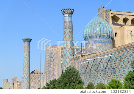 Beautiful view of Registan Square in Samarkand, Uzbekistan 132182824