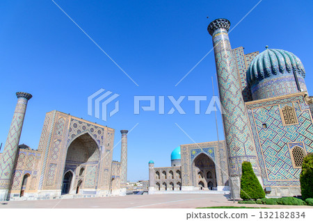 Beautiful view of Registan Square in Samarkand, Uzbekistan 132182834