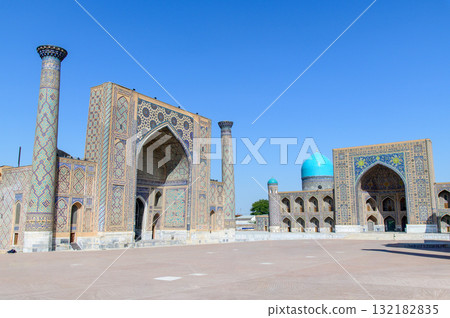 Beautiful view of Registan Square in Samarkand, Uzbekistan 132182835