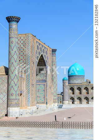 Beautiful view of Registan Square in Samarkand, Uzbekistan 132182846