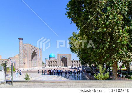 Beautiful view of Registan Square in Samarkand, Uzbekistan Beautiful view of Registan Square in Samarkand, Uzbekistan 132182848