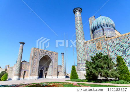 Beautiful view of Registan Square in Samarkand, Uzbekistan Beautiful view of Registan Square in Samarkand, Uzbekistan 132182857