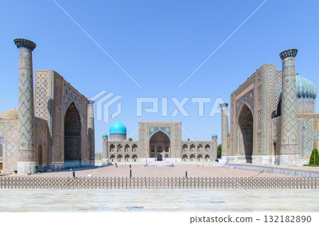 Beautiful view of Registan Square in Samarkand, Uzbekistan 132182890