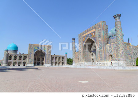 Beautiful view of Registan Square in Samarkand, Uzbekistan 132182896