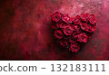 beautiful red rose flower bouquet in heart shape, valentine day and love concept, romantic pink background 132183111