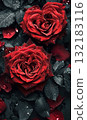 beautiful red rose flower bouquet in heart shape, valentine day and love concept, romantic pink background 132183116