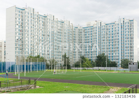 Typical Soviet Panel Apartment Building in Moscow Suburbs Typical Soviet Panel Apartment Building in Moscow Suburbs 132183436