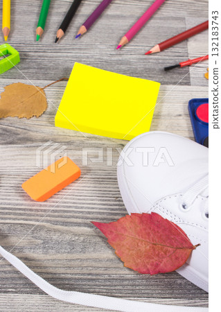 Stationery accessories and other supplies used at school. Back to school 132183743