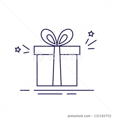 Gift box. Vector icon in line style isolated on white background. 132183752
