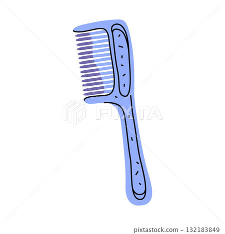 Vector female hair comb. Vector head beauty item for woman. Bathroom accessory or cosmetic head grooming item. Element for haircare and fashion. Selfcare brush and personal hygiene routine icon. Vector female hair comb. Vector head beauty item for woman. Bathroom accessory or cosmetic head grooming item. Element for haircare and fashion. Selfcare brush and personal hygiene routine icon. 132183849