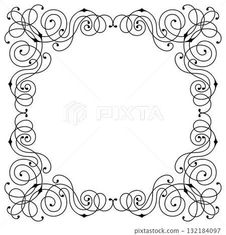 Line curl frame. Modern decorative linear background. Line curl frame. Modern decorative linear background. 132184097