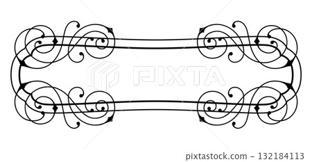 Line curl frame. Modern decorative linear background. 132184113