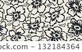 Flower black and white seamless pattern. Abstract floral background. Illustration for fabric, textiles, wallpaper, wall art, decoration and design project, etc. 132184364