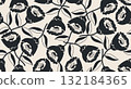 Flower black and white seamless pattern. Abstract floral background. Illustration for fabric, textiles, wallpaper, wall art, decoration and design project, etc. 132184365