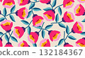 Seamless floral patterns, Abstract hand drawn flowers print decoration. Illustration for fabric, textiles, clothing, wall art, printing and design project, etc. 132184367