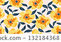 Seamless floral patterns, Abstract hand drawn flowers print decoration. Illustration for fabric, textiles, clothing, wall art, printing and design project, etc. 132184368