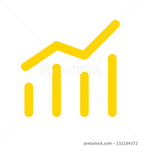 波動並向右上升的折線圖和長條圖 - 增加和波動的圖表圖標 波動並向右上升的折線圖和長條圖 - 增加和波動的圖表圖標 132184372