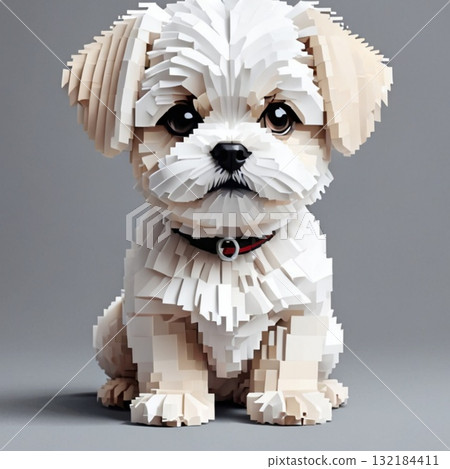 Cute pixel art Maltese Line stamp style 132184411
