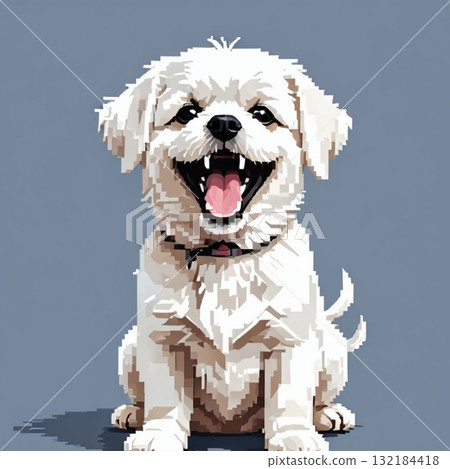 Cute pixel art Maltese Line stamp style 132184418