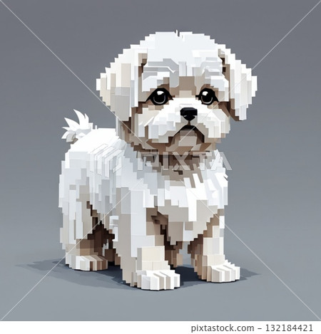 Cute pixel art Maltese Line stamp style 132184421