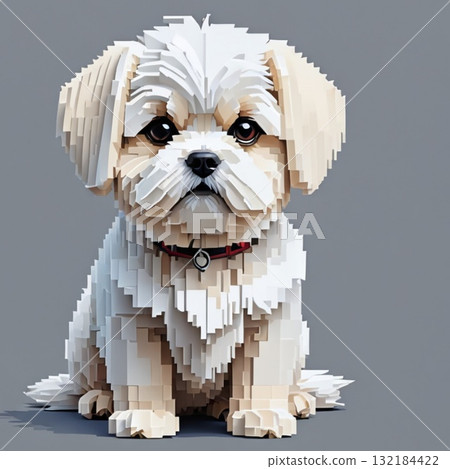 Cute pixel art Maltese Line stamp style 132184422