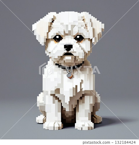 Cute pixel art Maltese Line stamp style 132184424