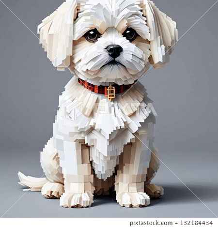 Cute pixel art Maltese Line stamp style 132184434