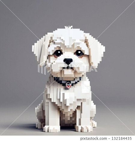 Cute pixel art Maltese Line stamp style Cute pixel art Maltese Line stamp style 132184435