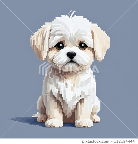 Cute pixel art Maltese Line stamp style 132184444