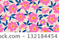 Seamless floral patterns, Abstract hand drawn flowers print decoration. Illustration for fabric, textiles, clothing, wall art, printing and design project, etc. 132184454