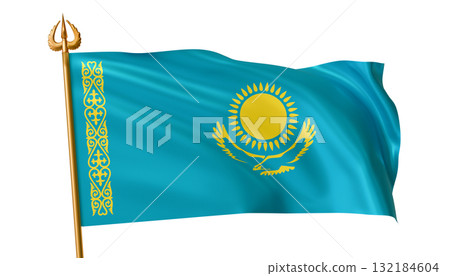 Flag of Kazakhstan 3d render 3 132184604