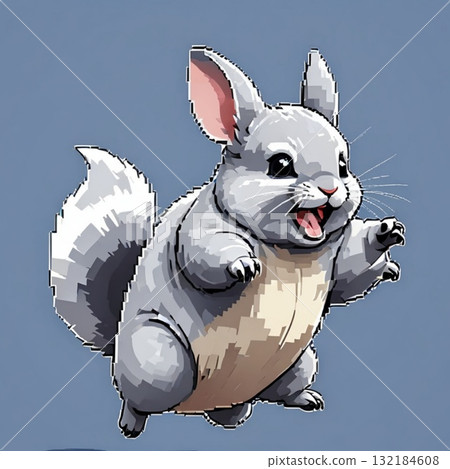 Cute pixel art chinchilla LINE stamp style 132184608
