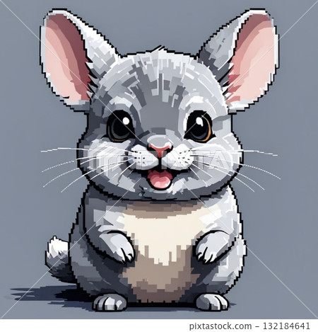 Cute pixel art chinchilla LINE stamp style 132184641