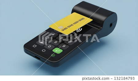 Contactless payment with a credit card on a modern POS terminal. Contactless payment with a credit card on a modern POS terminal. 132184793