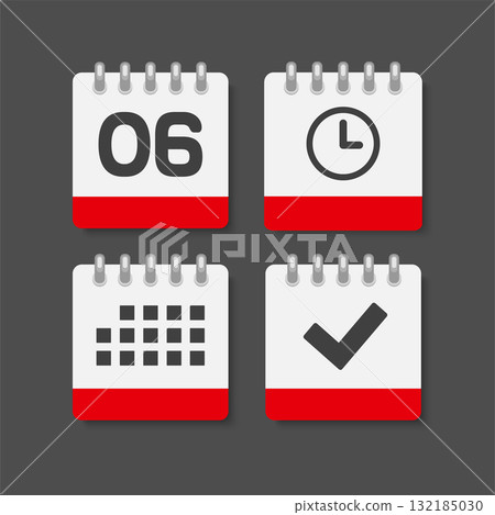 Icon page calendar - 6 day, agenda, check, timer 132185030