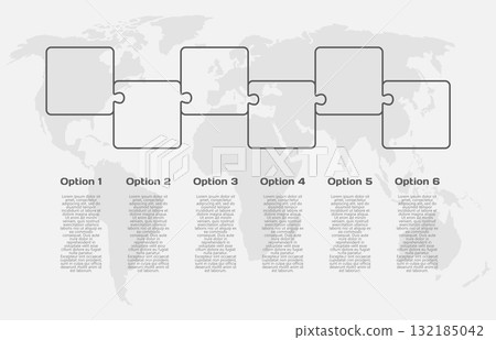Six steps line infographic, puzzle diagram 132185042