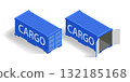 Isometric blue cargo container for shipping 132185168