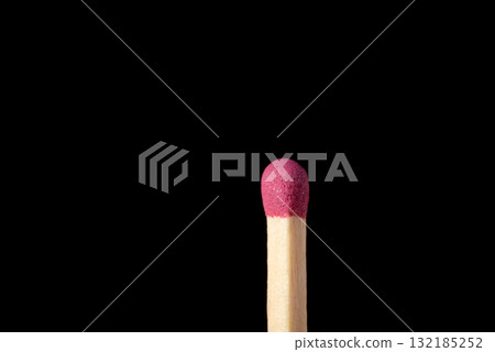 Macro shot of one match isolated on black background 132185252