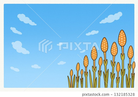Spring Horsetail Blue Sky Vector Spring Horsetail Blue Sky Vector 132185328