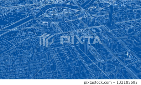 Intricate Urban Blueprint 132185692