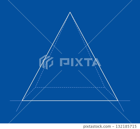 Geometric Pyramid on Blue Background 132185715
