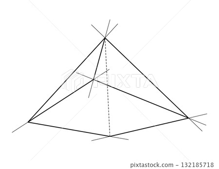 Geometric Triangle with Intersecting Lines 132185718