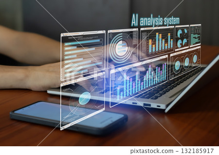 The concept of using AI in data analysis 132185917