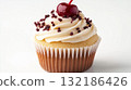 Deliciously decorated cupcake with a cherry on top 132186426