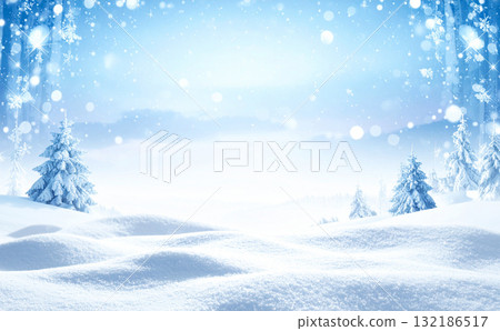 A fantastic winter background with softly piled up fresh snow and sparkling lights A fantastic winter background with softly piled up fresh snow and sparkling lights 132186517