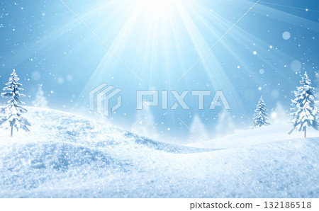 A fantastic winter background with softly piled up fresh snow and sparkling lights 132186518