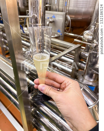 Champagne tasting at a sparkling wine factory. Champagne tasting at a sparkling wine factory. 132186524