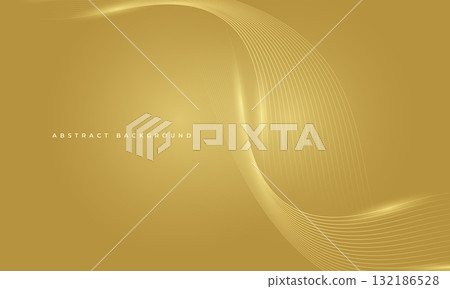 Abstract glowing golden wavy lines on gold background. 132186528